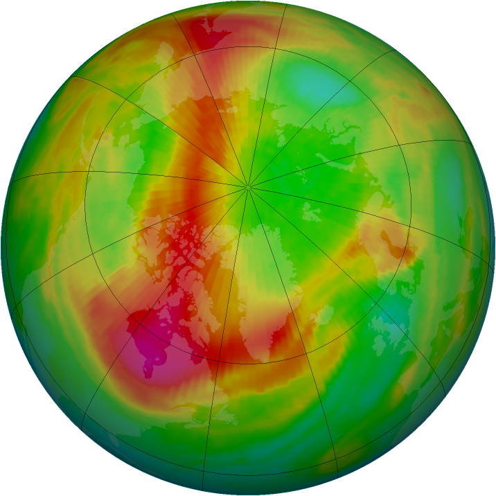 Arctic ozone map for 23 March 1990